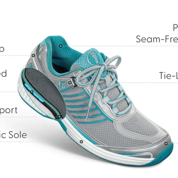Orthofeet Verve Silver and Turquoise Athletic Shoes with Mesh Ventilation. 11.5 - Picture 8 of 9